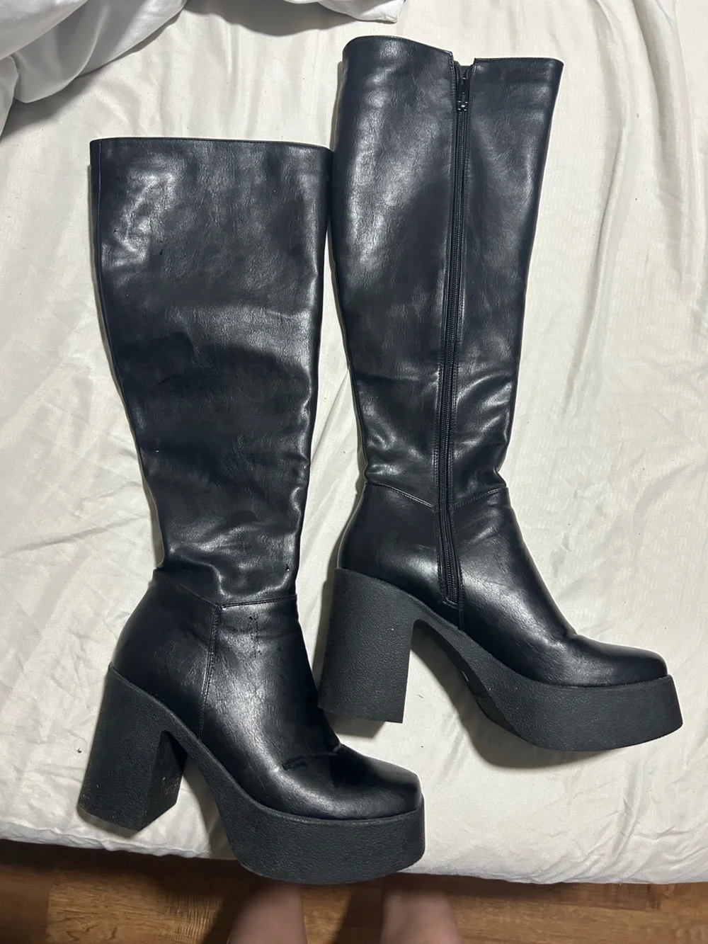 Platform Over-the-Knee Boots in Black